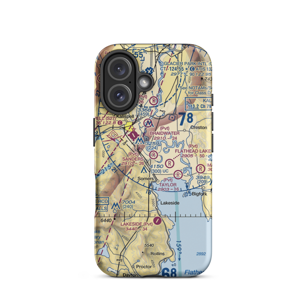 Sanders Airport (MT37) VFR Sectional  Tough iPhone Case iPhone 16 model shown