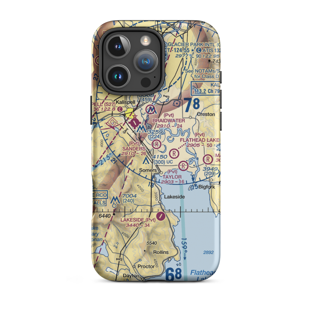 Sanders Airport (MT37) VFR Sectional  Tough iPhone Case iPhone 16 Pro Max model shown