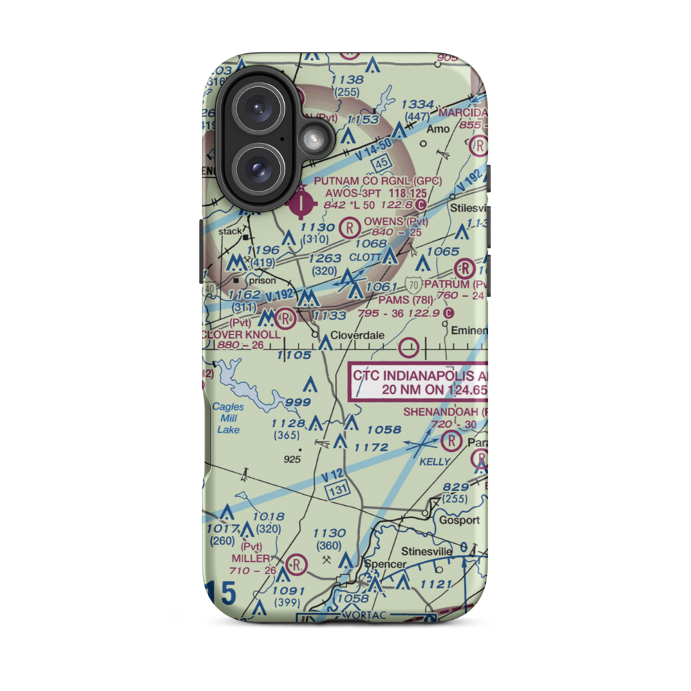 Sanders Gyroport Airport (IN88) VFR Sectional  Tough iPhone Case iPhone 16 Plus model shown