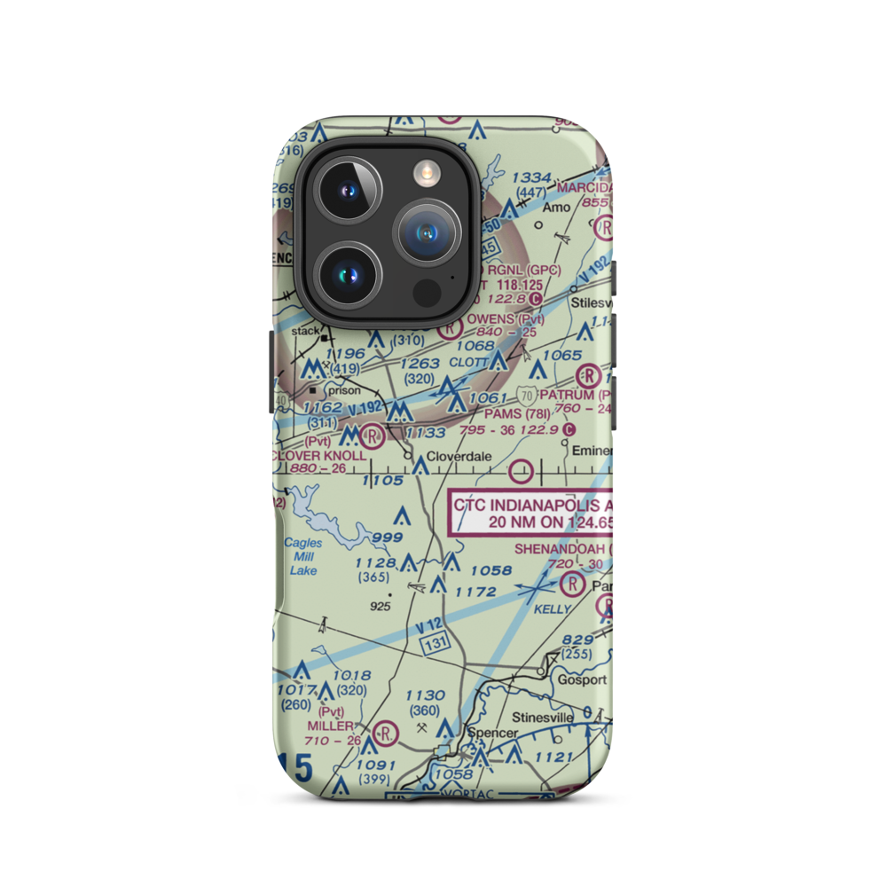 Sanders Gyroport Airport (IN88) VFR Sectional  Tough iPhone Case iPhone 16 Pro model shown