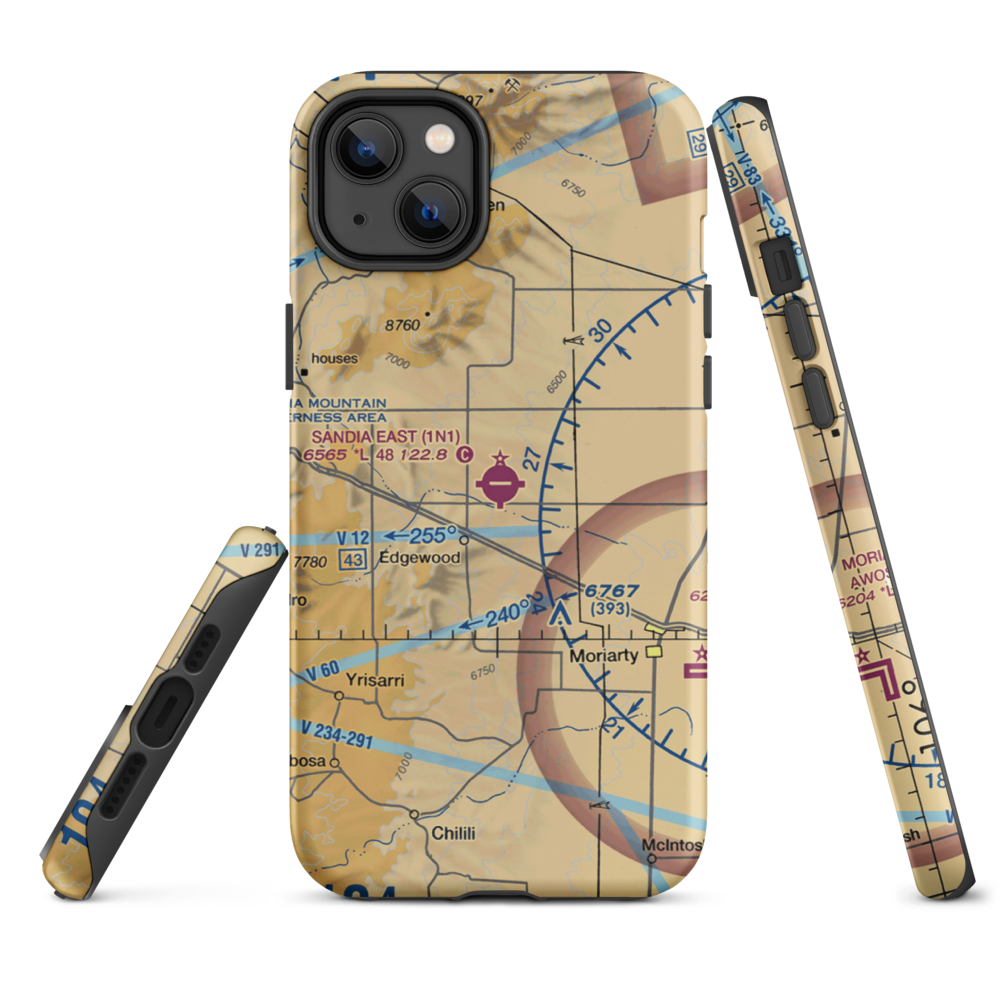 Sandia Airpark Estates East Airport (1N1) VFR Sectional  Tough iPhone Case iPhone 14 Plus model shown