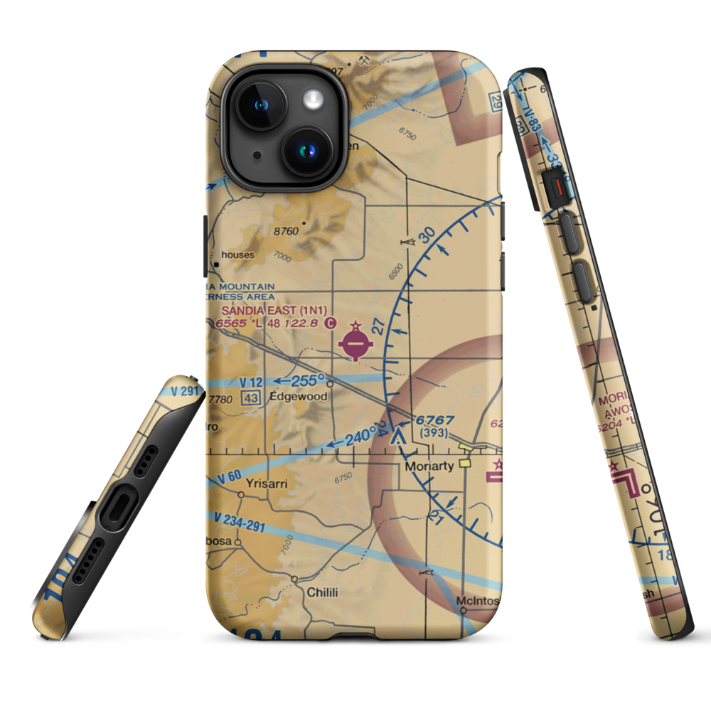 Sandia Airpark Estates East Airport (1N1) VFR Sectional  Tough iPhone Case iPhone 15 Plus model shown