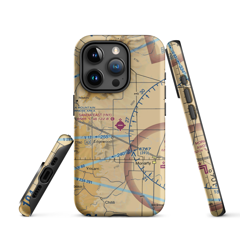 Sandia Airpark Estates East Airport (1N1) VFR Sectional  Tough iPhone Case iPhone 15 Pro model shown