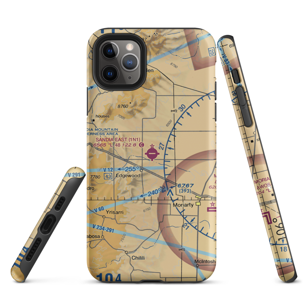 Sandia Airpark Estates East Airport (1N1) VFR Sectional  Tough iPhone Case iPhone 11 Pro Max model shown