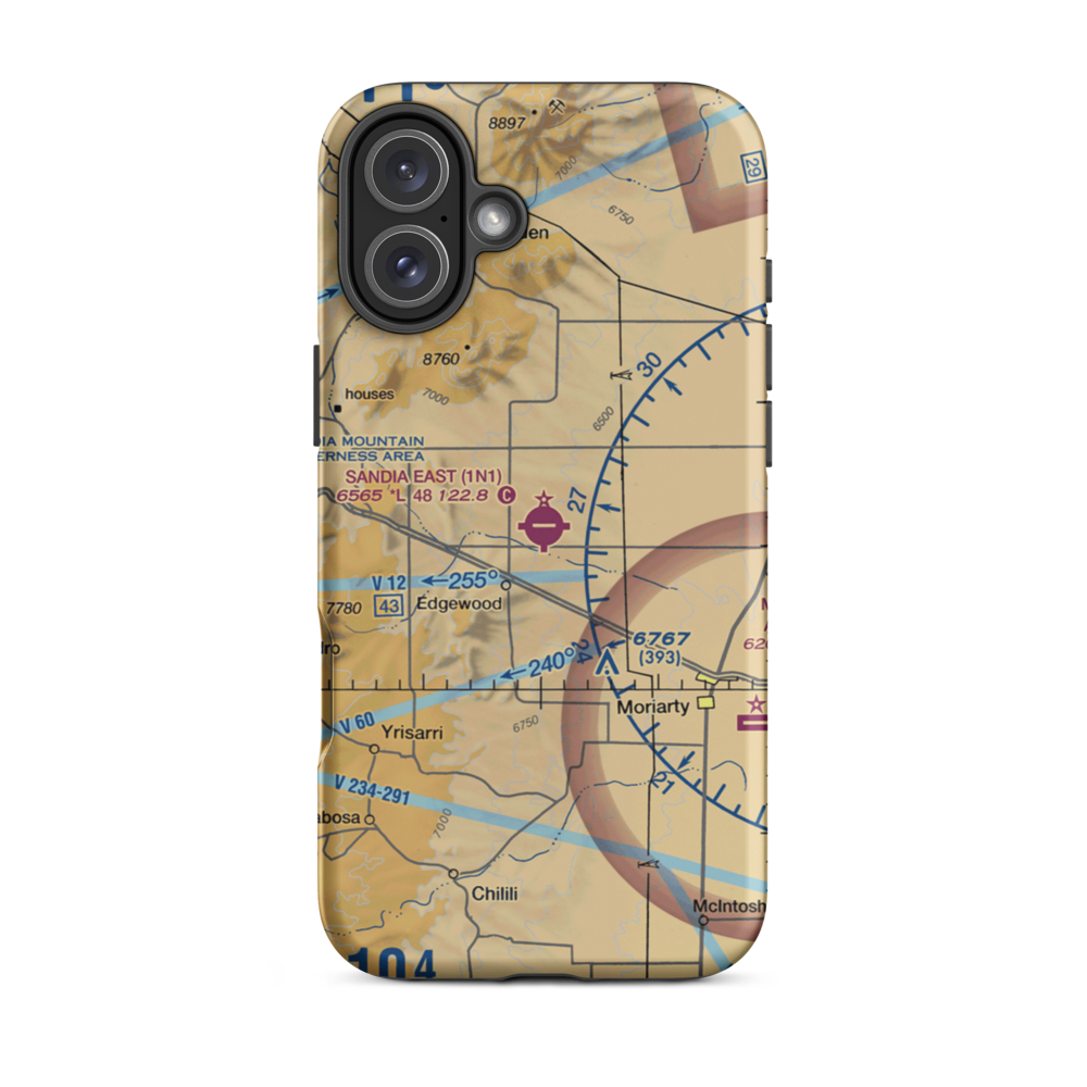 Sandia Airpark Estates East Airport (1N1) VFR Sectional  Tough iPhone Case iPhone 16 Plus model shown