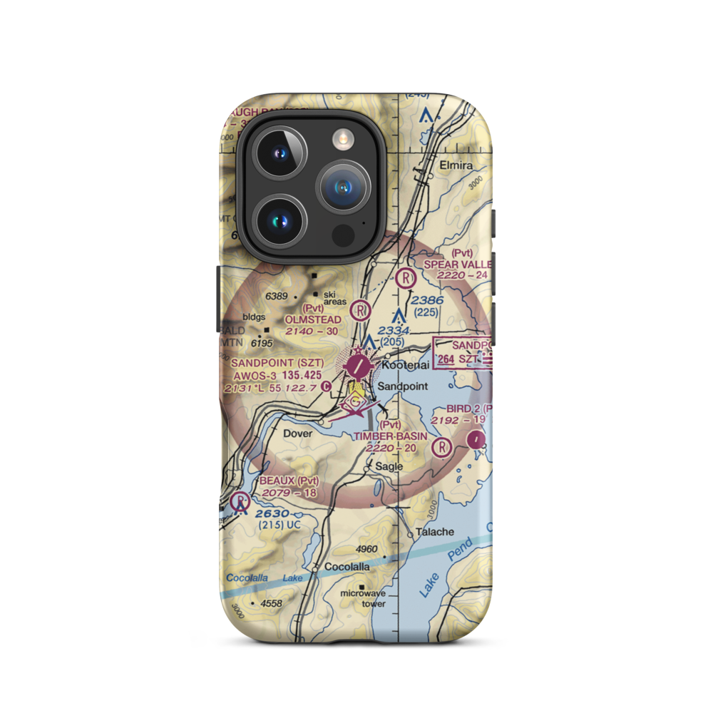 Sandpoint Airport (SZT) VFR Sectional  Tough iPhone Case iPhone 16 Pro model shown