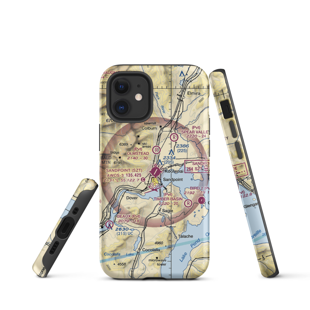 Sandpoint Airport (SZT) VFR Sectional  Tough iPhone Case iPhone 12 mini model shown