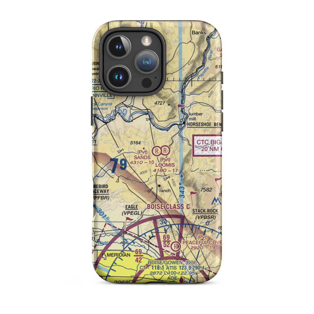 Sands Airport (ID67) VFR Sectional  Tough iPhone Case iPhone 16 Pro Max model shown