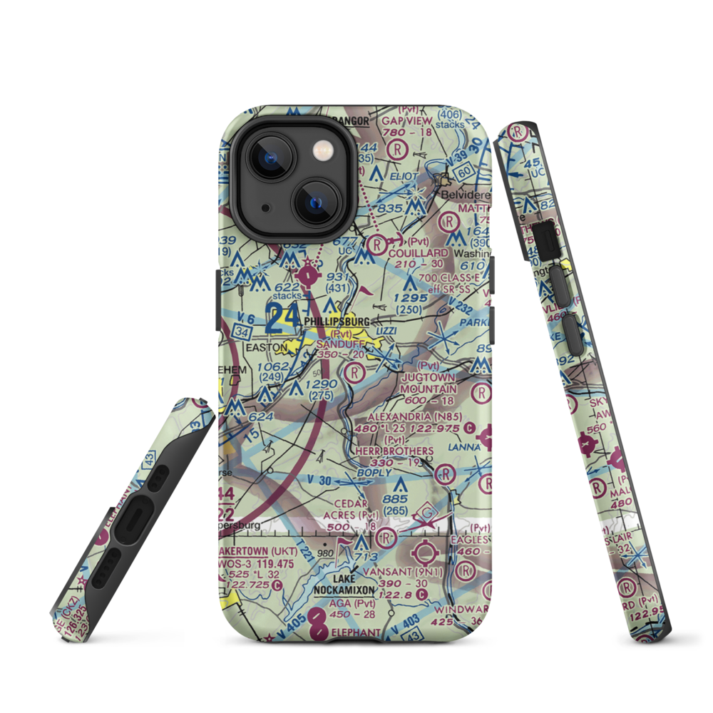 Sanduff Farms Landing Field (2NJ5) VFR Sectional  Tough iPhone Case iPhone 14 model shown
