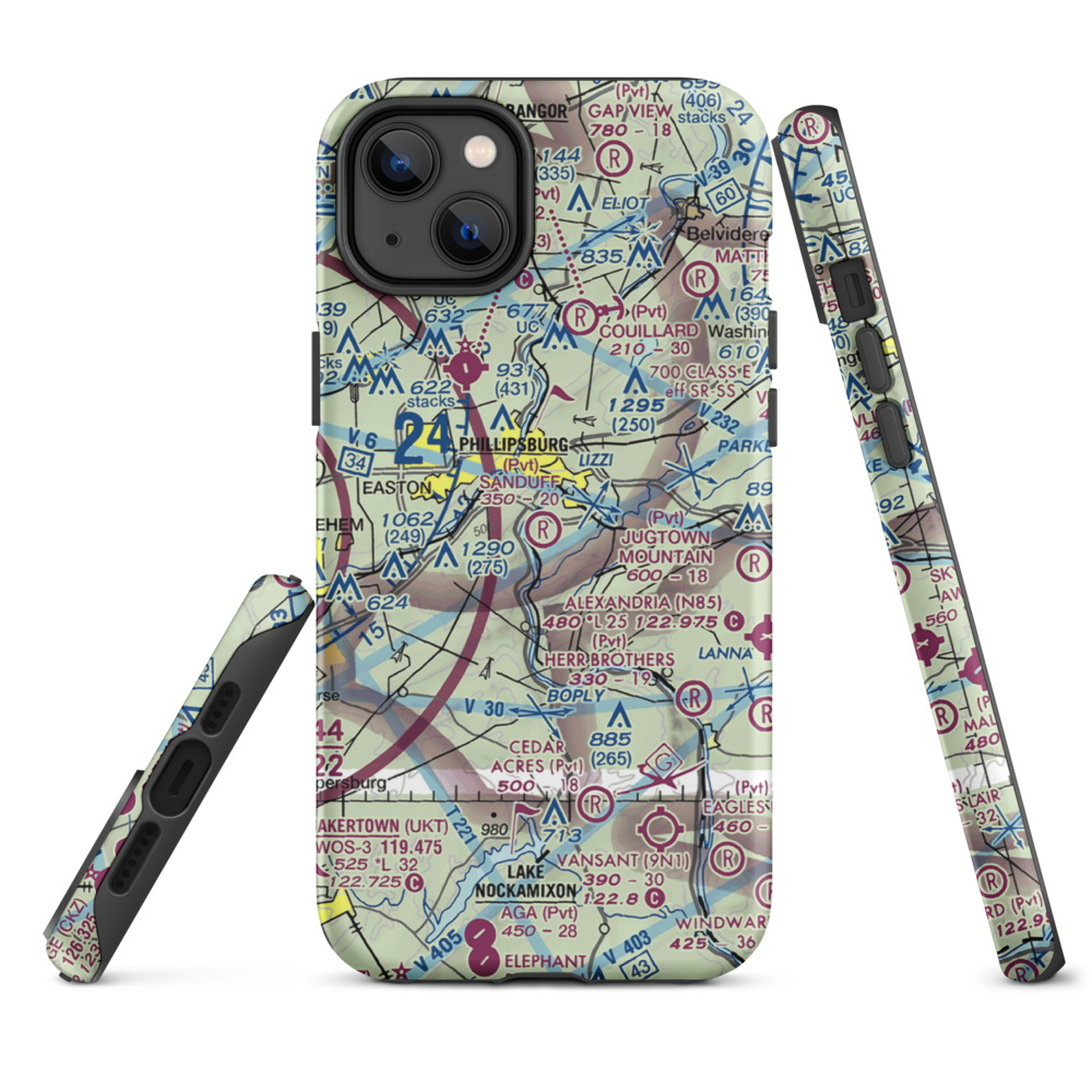 Sanduff Farms Landing Field (2NJ5) VFR Sectional  Tough iPhone Case iPhone 14 Plus model shown