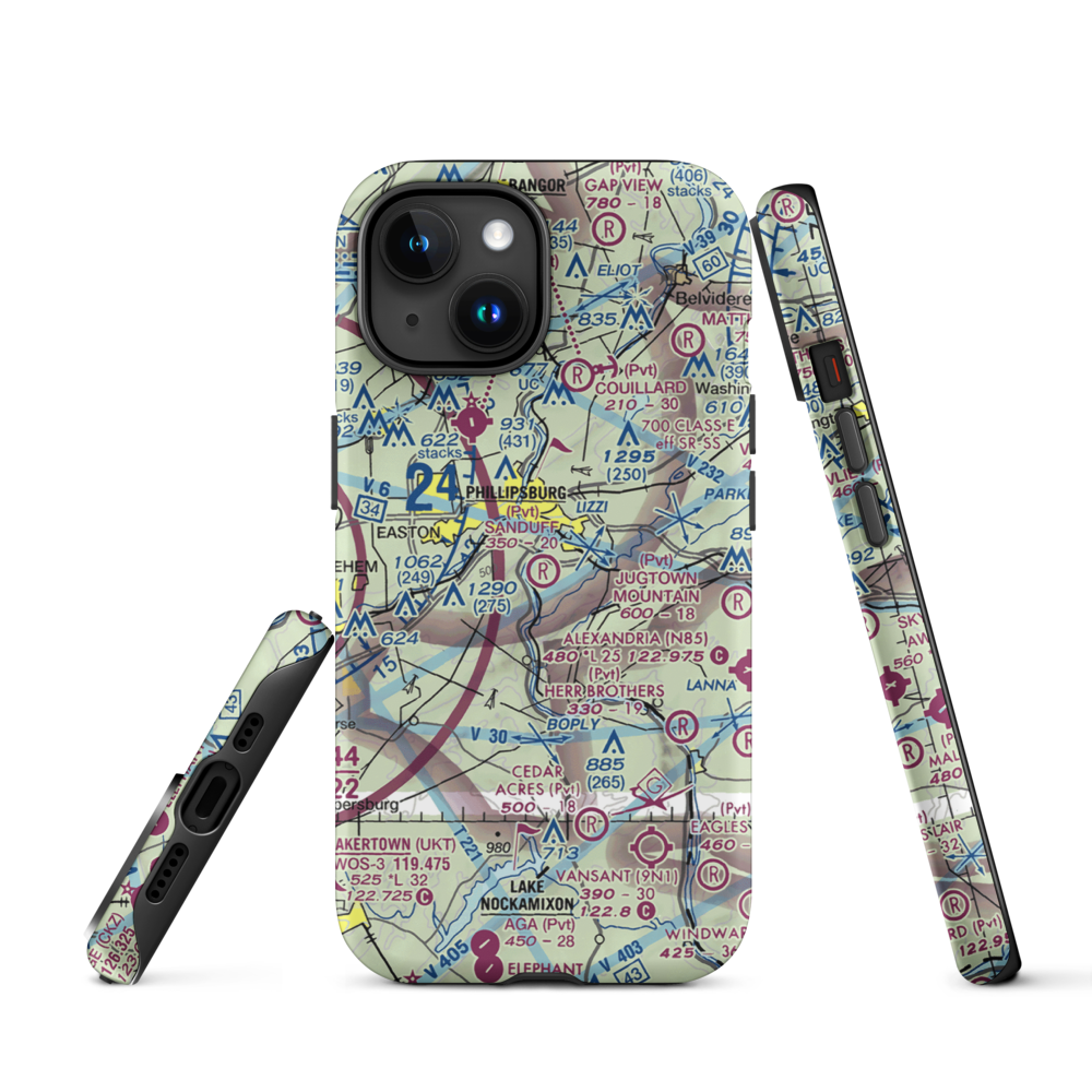 Sanduff Farms Landing Field (2NJ5) VFR Sectional  Tough iPhone Case iPhone 15 model shown