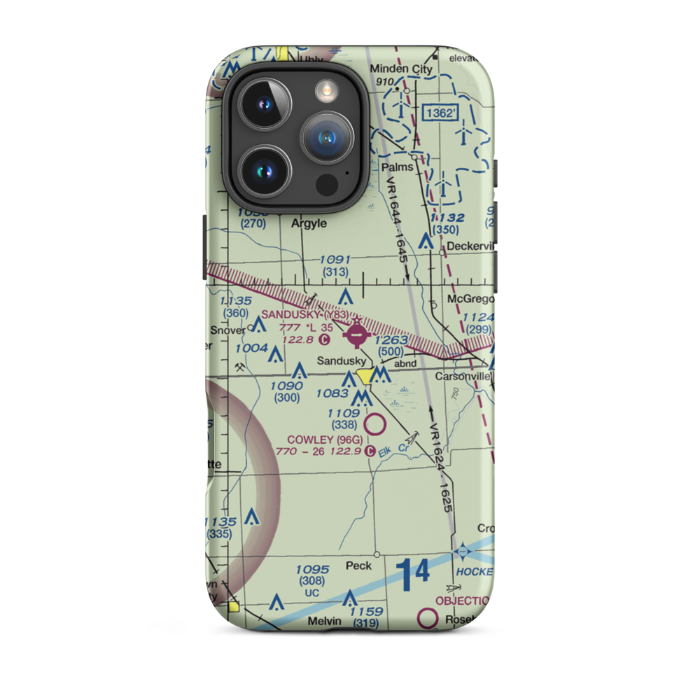 Sandusky City Airport (Y83) VFR Sectional  Tough iPhone Case iPhone 16 Pro Max model shown