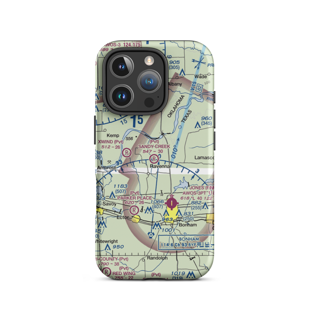 Sandy Creek Ranch Airfield (TX47) VFR Sectional  Tough iPhone Case iPhone 16 Pro model shown