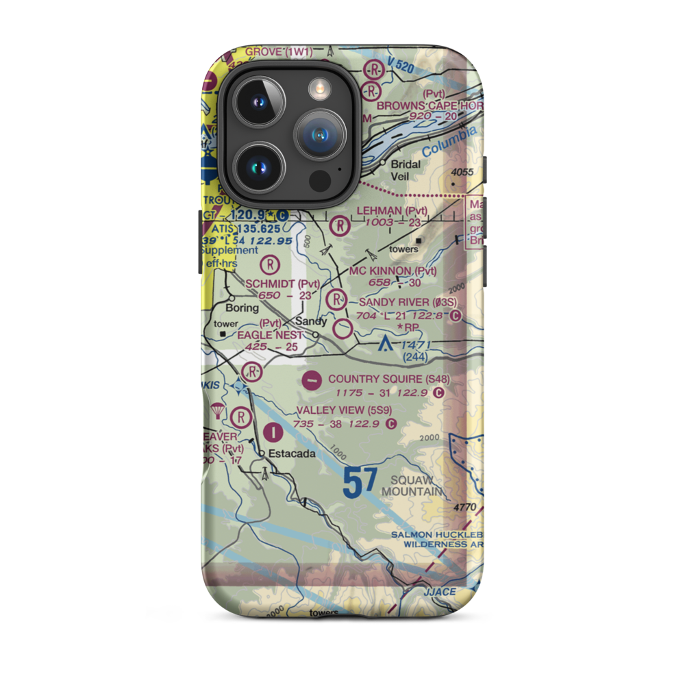 Sandy River Airport (03S) VFR Sectional  Tough iPhone Case iPhone 16 Pro Max model shown