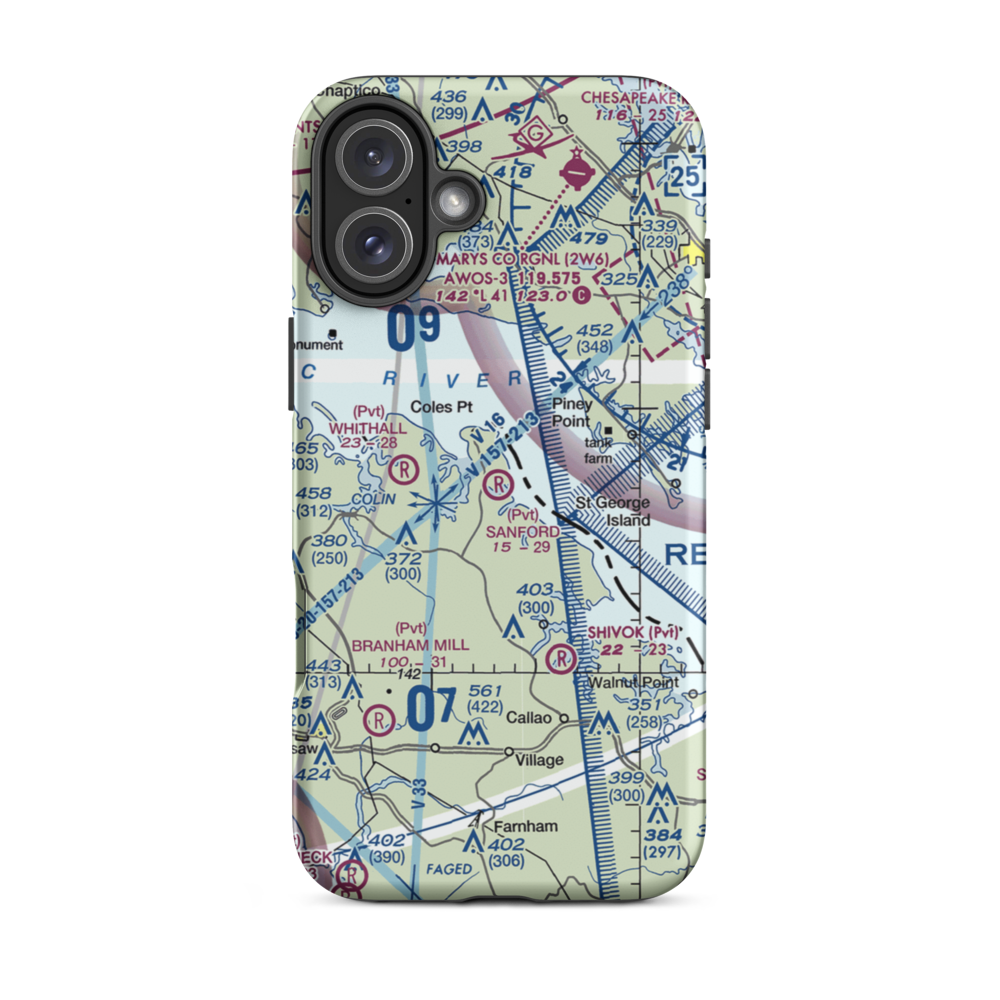 Sanford Field (VA23) VFR Sectional  Tough iPhone Case iPhone 16 Plus model shown