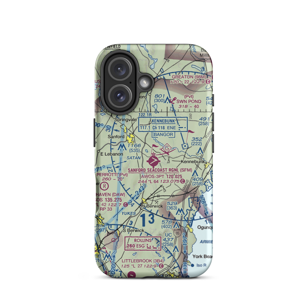 Sanford Seacoast Regional Airport (SFM) VFR Sectional  Tough iPhone Case iPhone 16 model shown