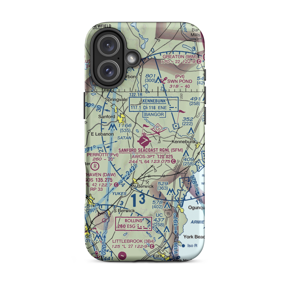 Sanford Seacoast Regional Airport (SFM) VFR Sectional  Tough iPhone Case iPhone 16 Plus model shown