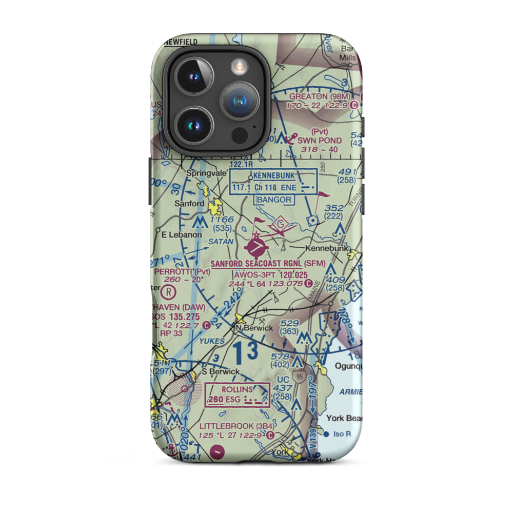 Sanford Seacoast Regional Airport (SFM) VFR Sectional  Tough iPhone Case iPhone 16 Pro Max model shown