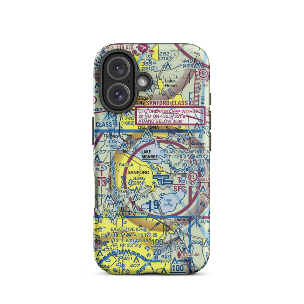 Sanford Seaplane Base (FL55) VFR Sectional  Tough iPhone Case iPhone 16 model shown
