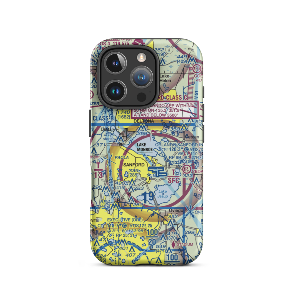 Sanford Seaplane Base (FL55) VFR Sectional  Tough iPhone Case iPhone 16 Pro model shown