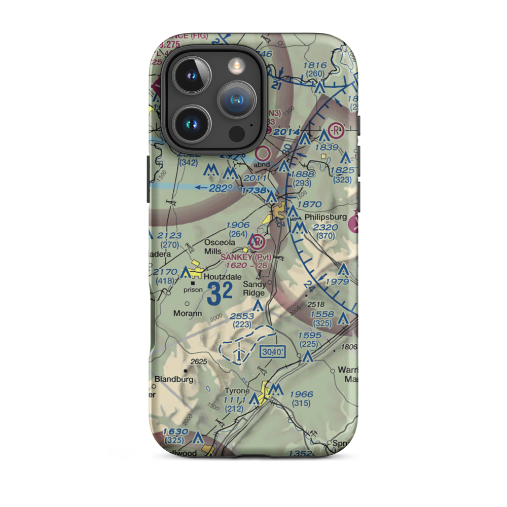 Sankey Airport (1PS4) VFR Sectional  Tough iPhone Case iPhone 16 Pro Max model shown