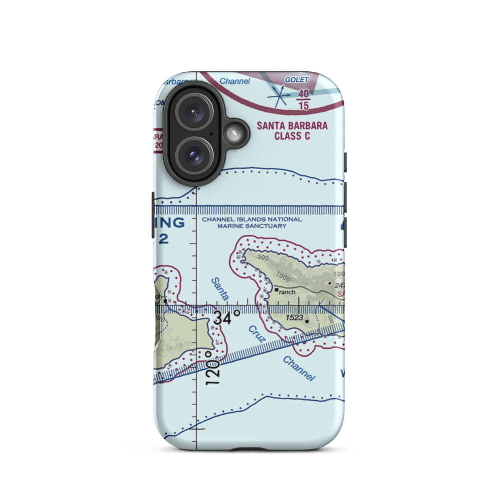 Santa Cruz Island Airport (SZN) VFR Sectional  Tough iPhone Case iPhone 16 model shown