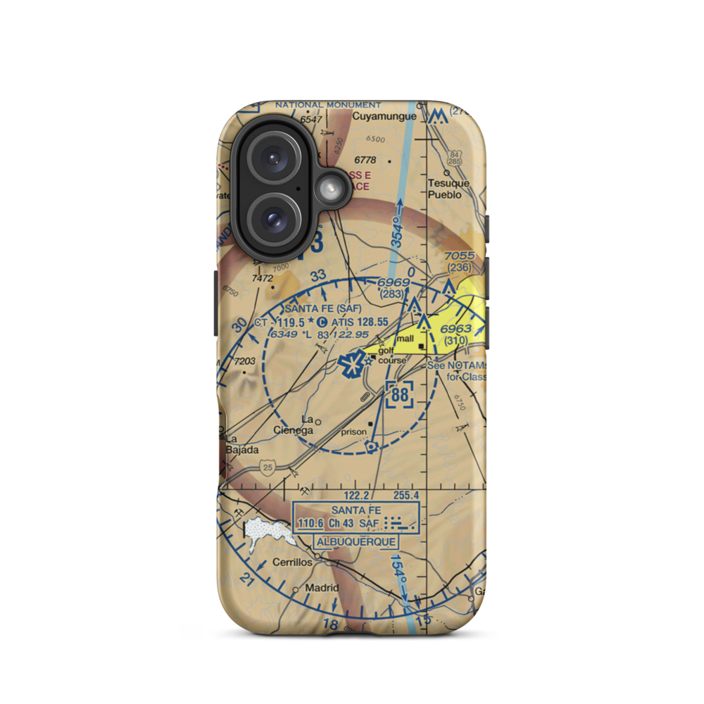 Santa Fe Municipal Airport (SAF) VFR Sectional  Tough iPhone Case iPhone 16 model shown