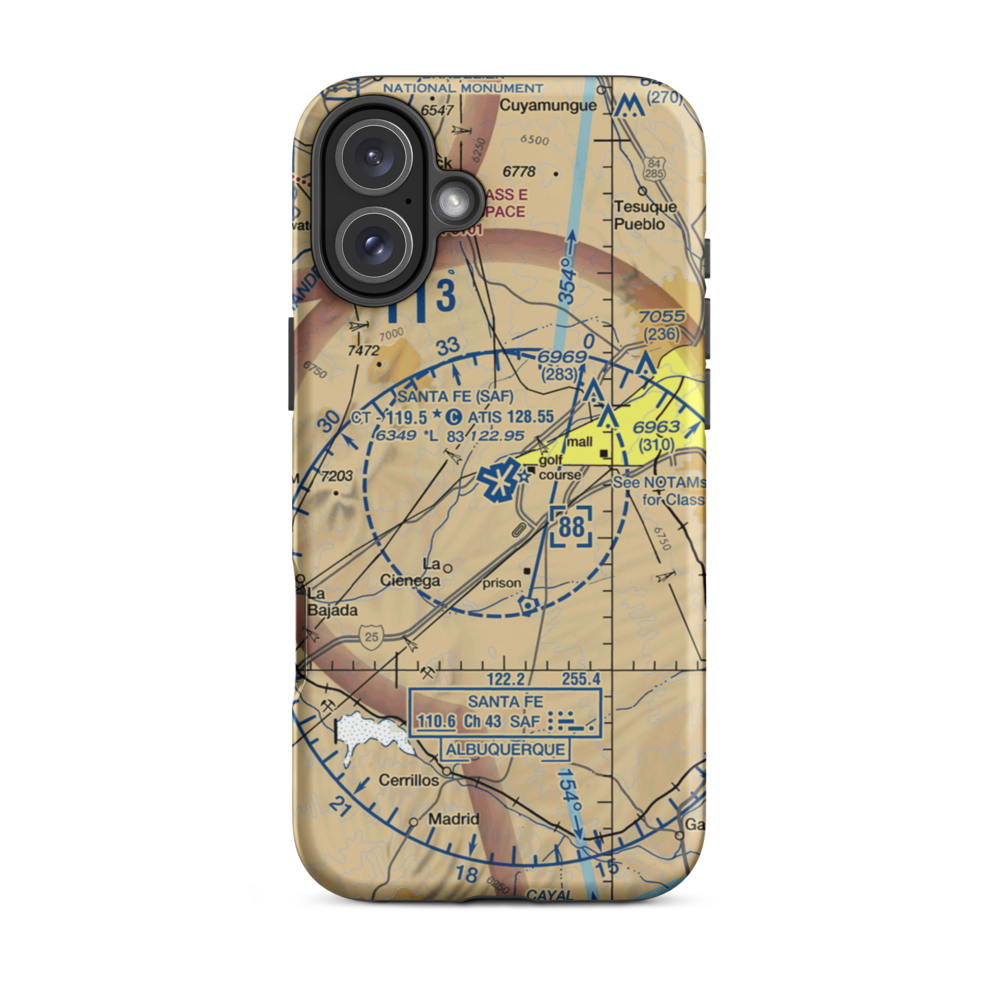 Santa Fe Municipal Airport (SAF) VFR Sectional  Tough iPhone Case iPhone 16 Plus model shown