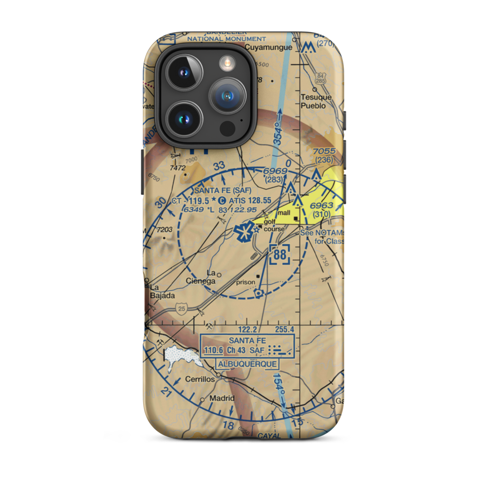 Santa Fe Municipal Airport (SAF) VFR Sectional  Tough iPhone Case iPhone 16 Pro Max model shown