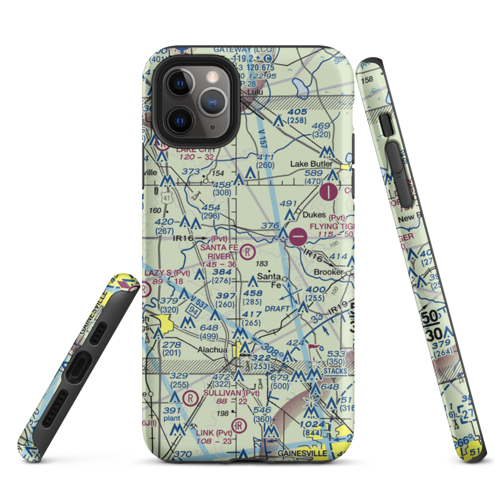 Santa Fe River Ranch Airport (FA62) VFR Sectional  Tough iPhone Case iPhone 11 Pro Max model shown