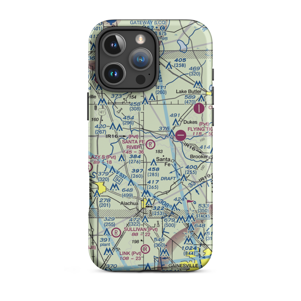 Santa Fe River Ranch Airport (FA62) VFR Sectional  Tough iPhone Case iPhone 16 Pro Max model shown