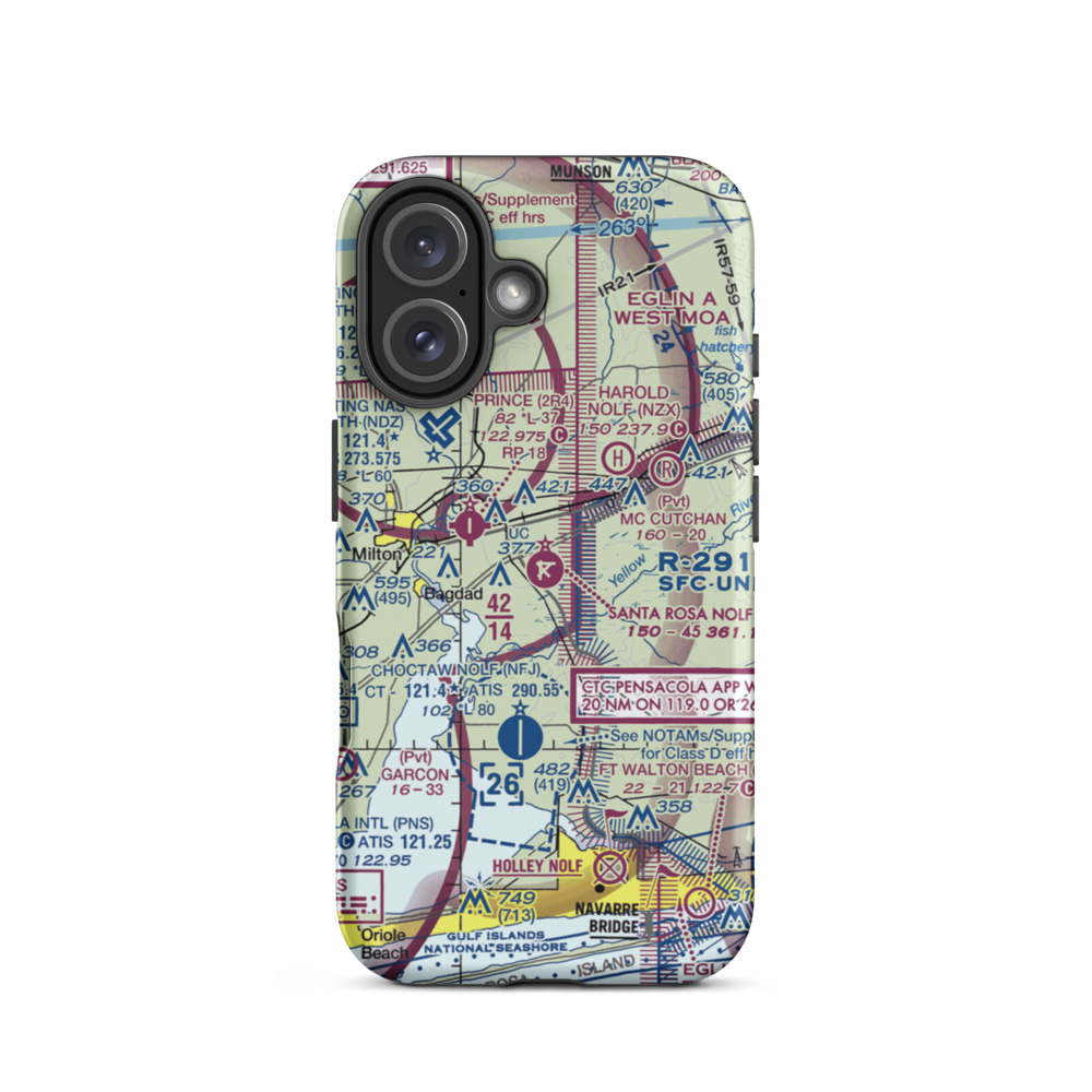 Santa Rosa Nolf Airport (NGS) VFR Sectional  Tough iPhone Case iPhone 16 model shown