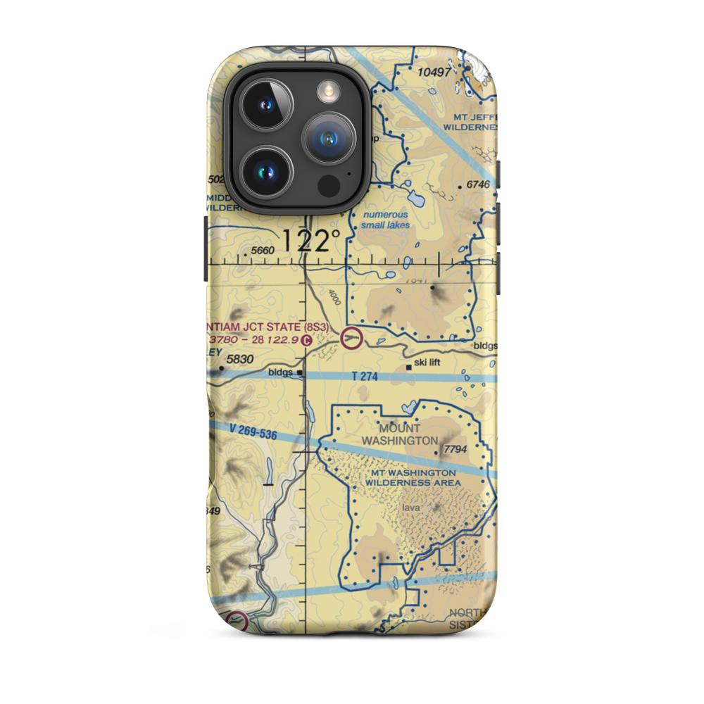 Santiam Junction State Airport (8S3) VFR Sectional  Tough iPhone Case iPhone 16 Pro Max model shown