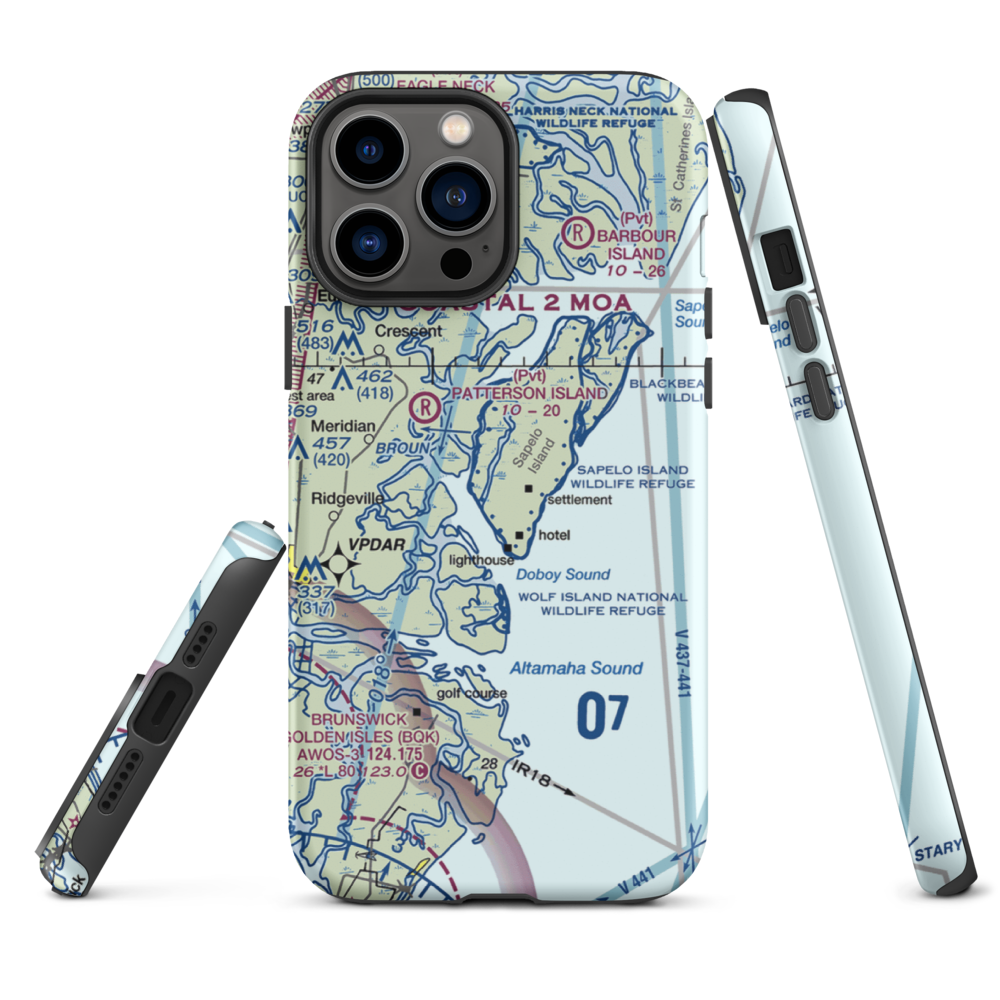 Sapelo Island Airport (08GA) VFR Sectional  Tough iPhone Case iPhone 13 Pro Max model shown