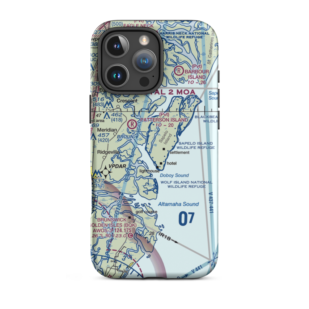 Sapelo Island Airport (08GA) VFR Sectional  Tough iPhone Case iPhone 16 Pro Max model shown