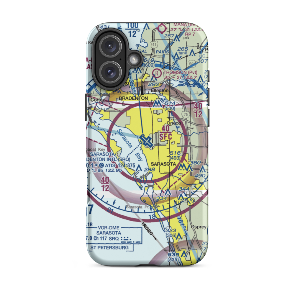 Sarasota Bradenton International Airport (SRQ) VFR Sectional  Tough iPhone Case iPhone 16 Plus model shown
