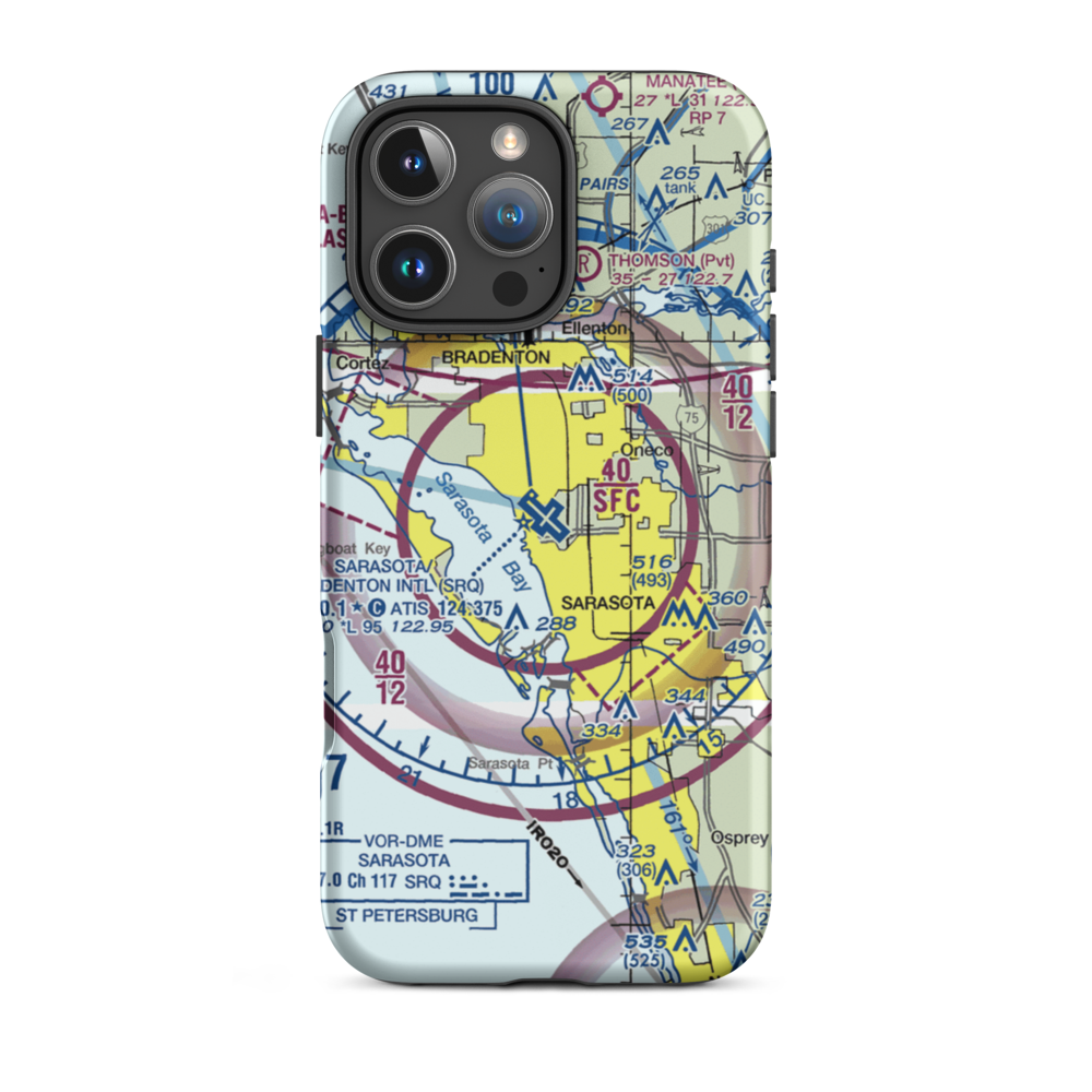 Sarasota Bradenton International Airport (SRQ) VFR Sectional  Tough iPhone Case iPhone 16 Pro Max model shown