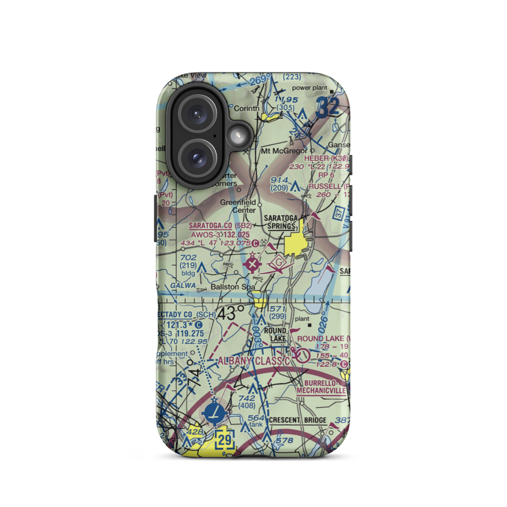 Saratoga County Airport (5B2) VFR Sectional  Tough iPhone Case iPhone 16 model shown