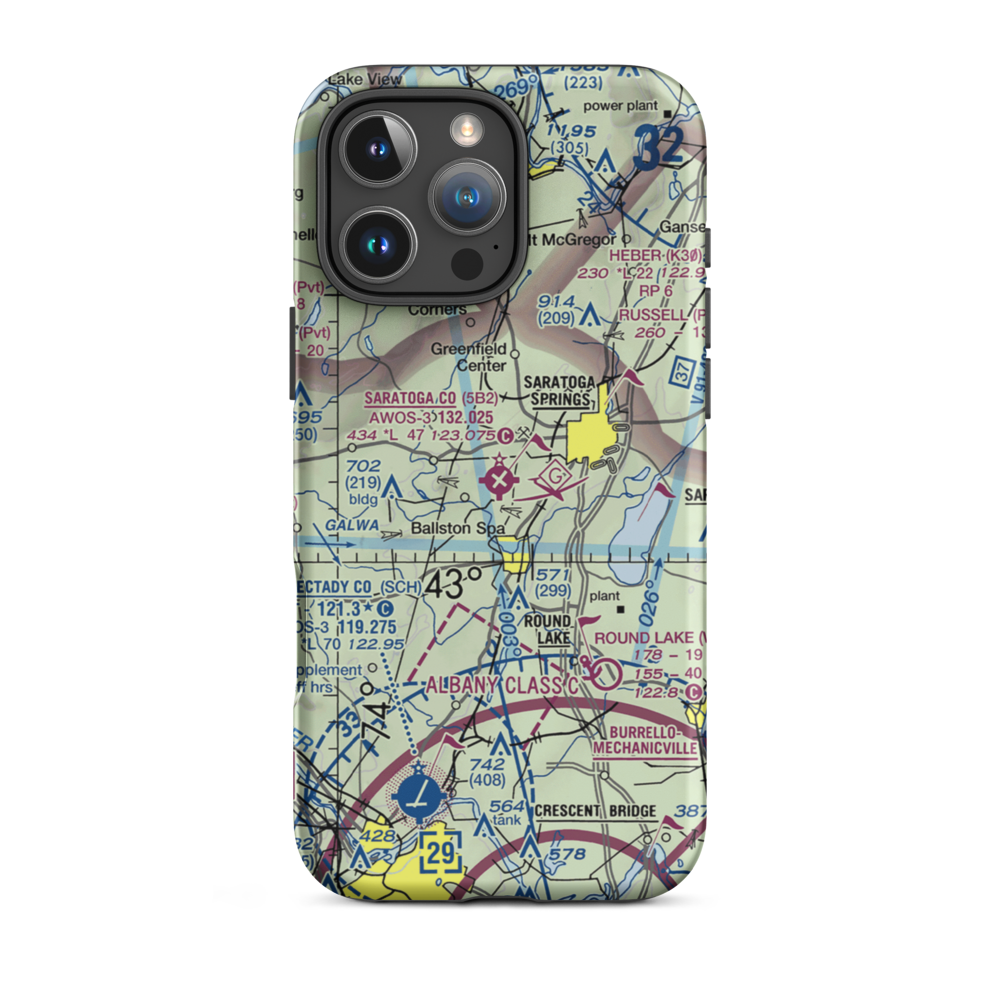 Saratoga County Airport (5B2) VFR Sectional  Tough iPhone Case iPhone 16 Pro Max model shown