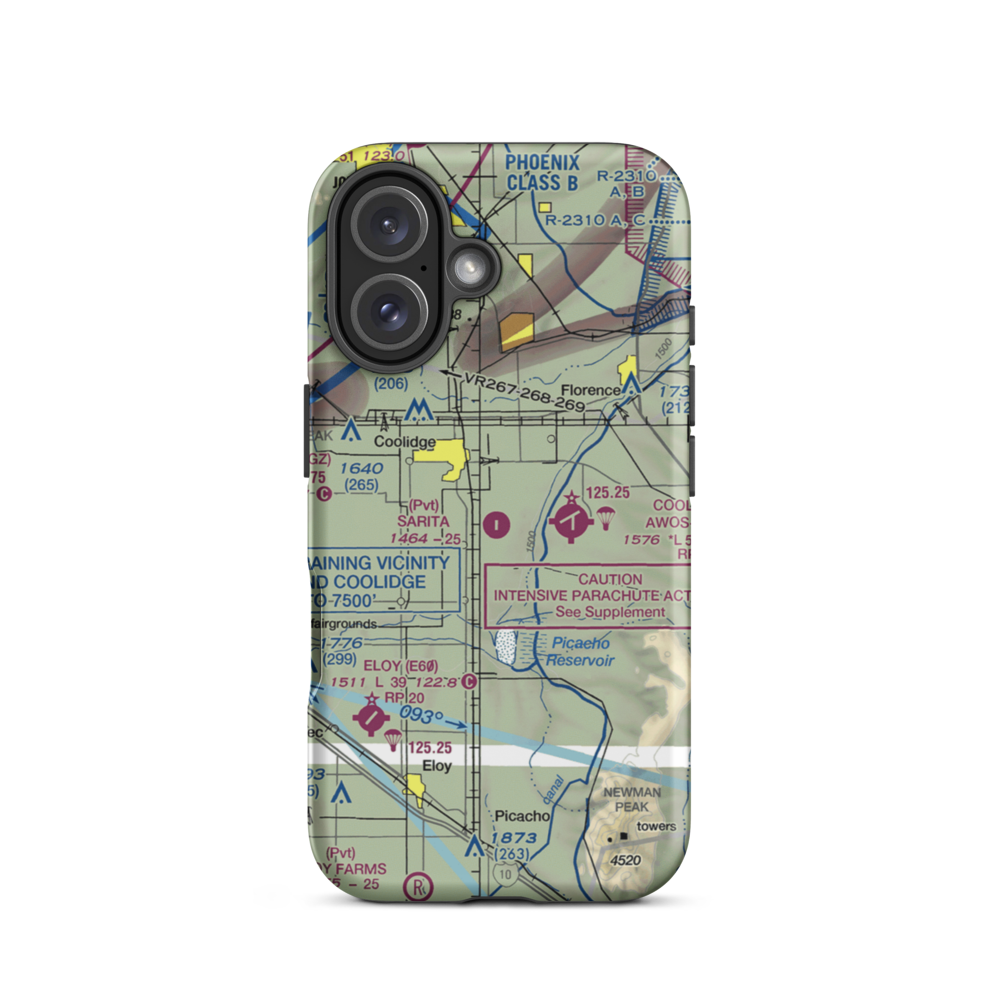 Sarita Airport (37AZ) VFR Sectional  Tough iPhone Case iPhone 16 model shown