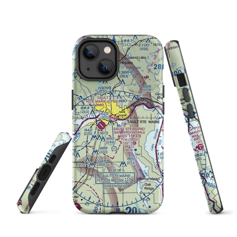 Sault Ste Marie International Seaplane Base (MI8) VFR Sectional  Tough iPhone Case iPhone 14 model shown
