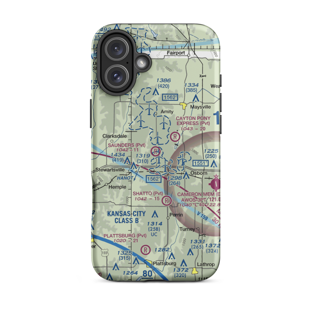 Saunders Field (MU31) VFR Sectional  Tough iPhone Case iPhone 16 Plus model shown