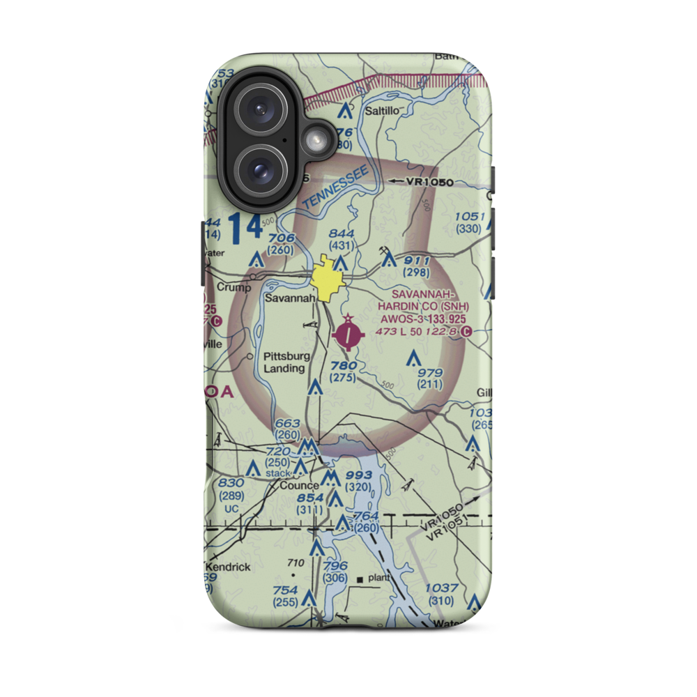 Savannah Hardin County Airport (SNH) VFR Sectional  Tough iPhone Case iPhone 16 Plus model shown