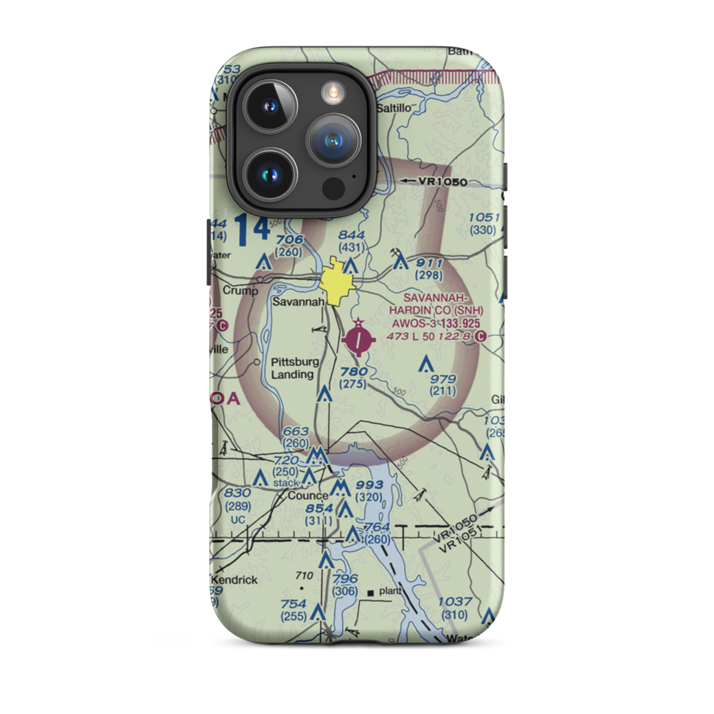 Savannah Hardin County Airport (SNH) VFR Sectional  Tough iPhone Case iPhone 16 Pro Max model shown