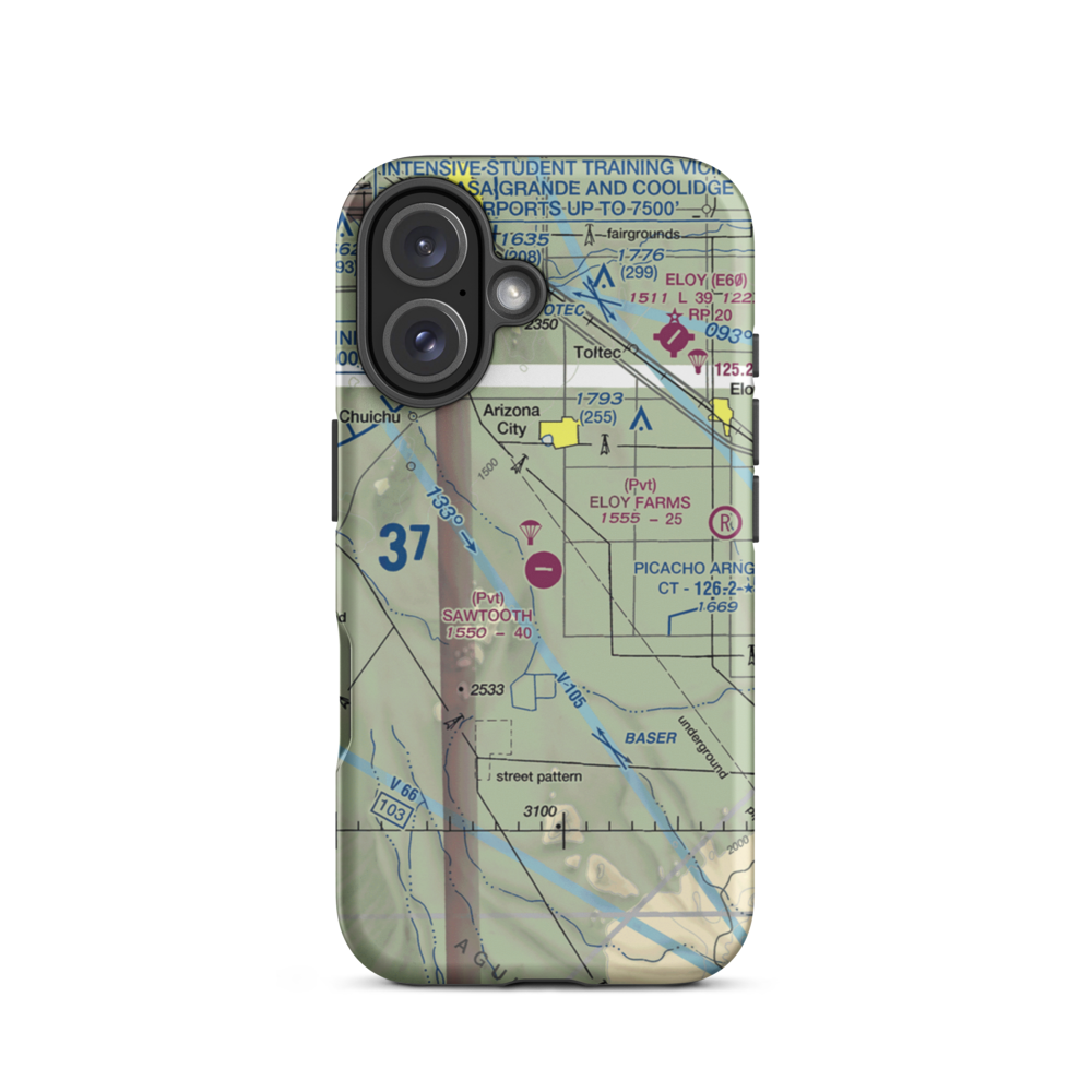 Sawtooth Airport (AZ04) VFR Sectional  Tough iPhone Case iPhone 16 model shown