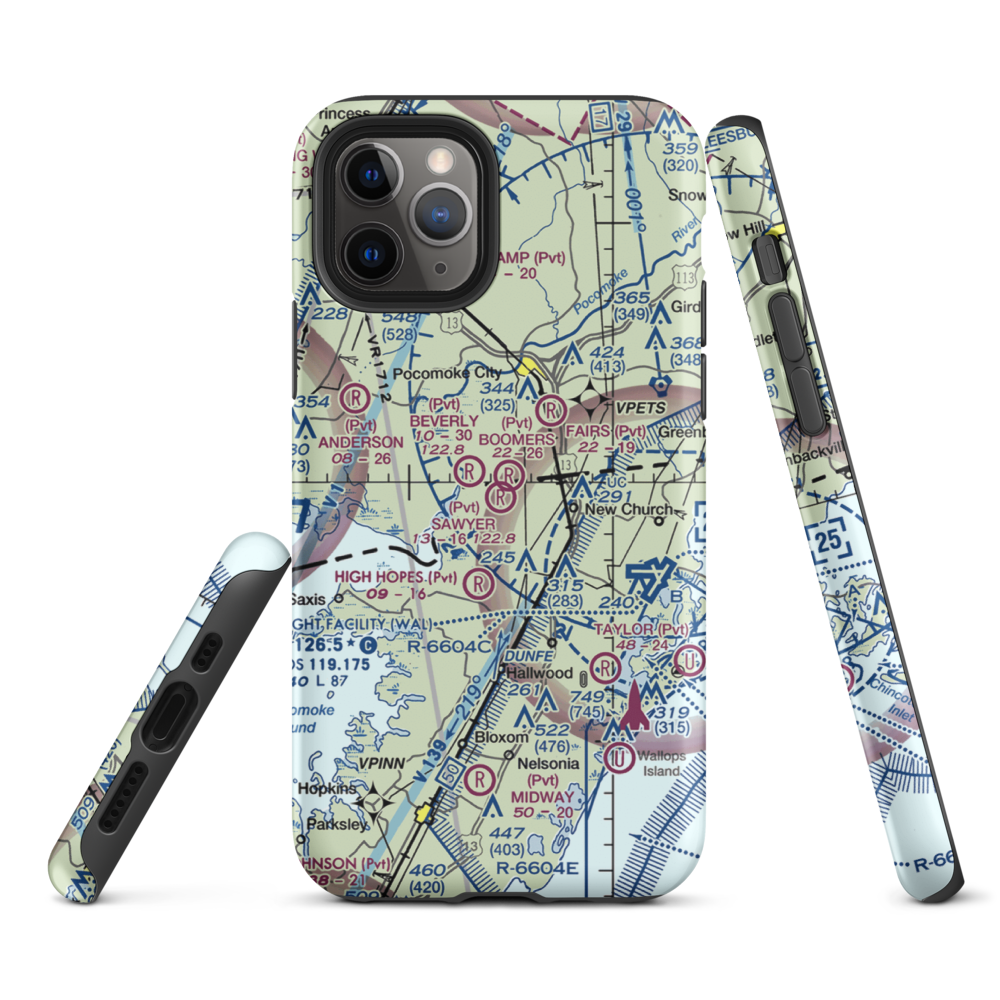 Sawyer Airport (VG19) VFR Sectional  Tough iPhone Case iPhone 11 Pro model shown