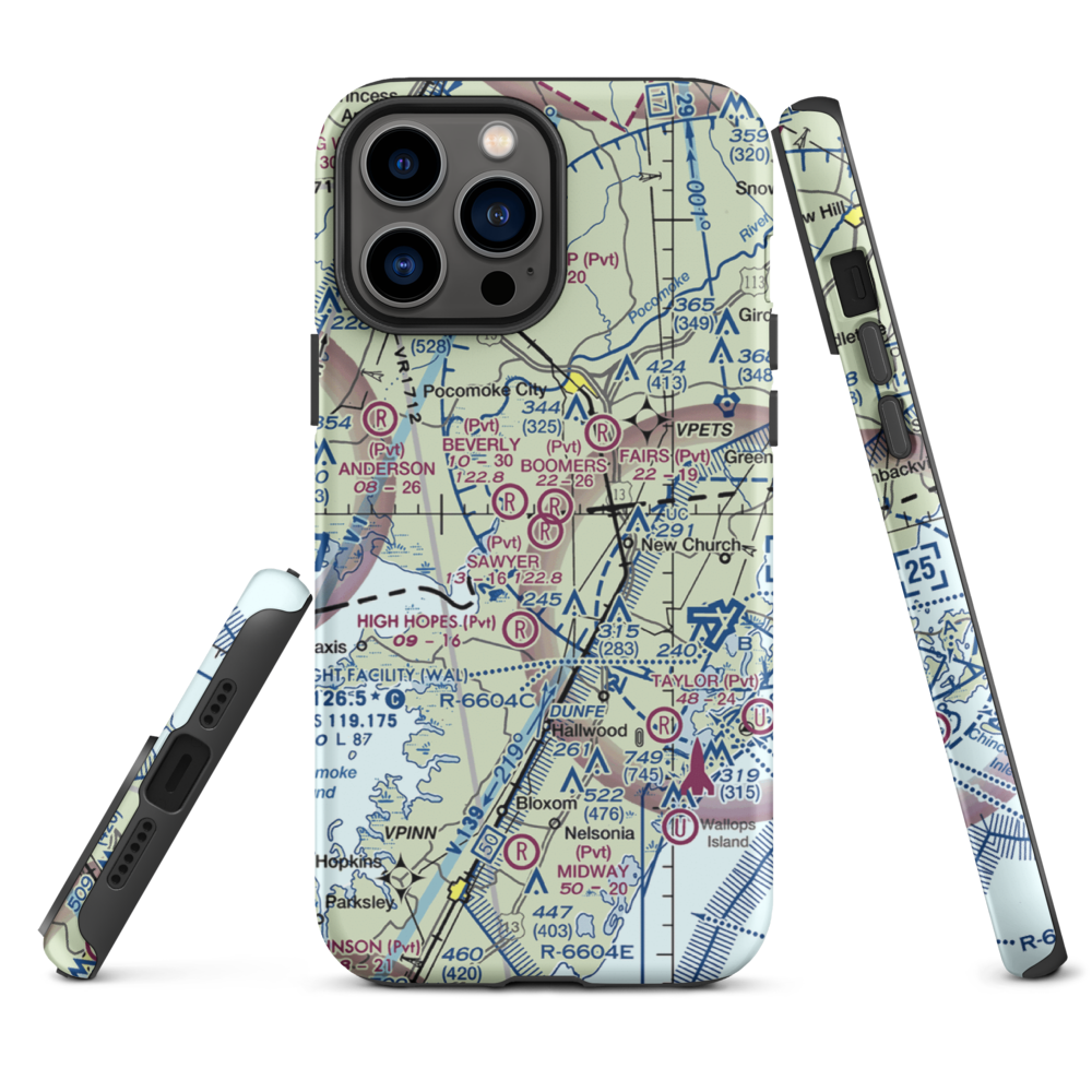 Sawyer Airport (VG19) VFR Sectional  Tough iPhone Case iPhone 13 Pro Max model shown