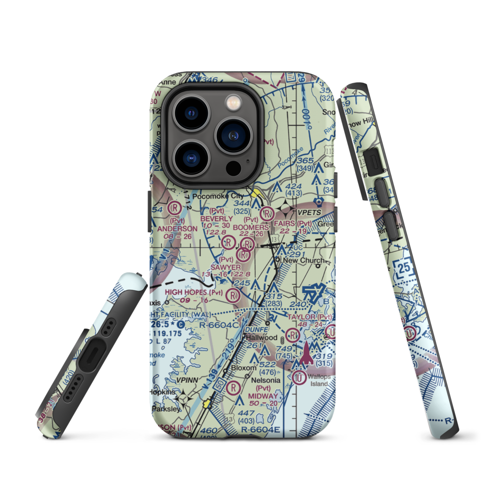 Sawyer Airport (VG19) VFR Sectional  Tough iPhone Case iPhone 14 Pro model shown