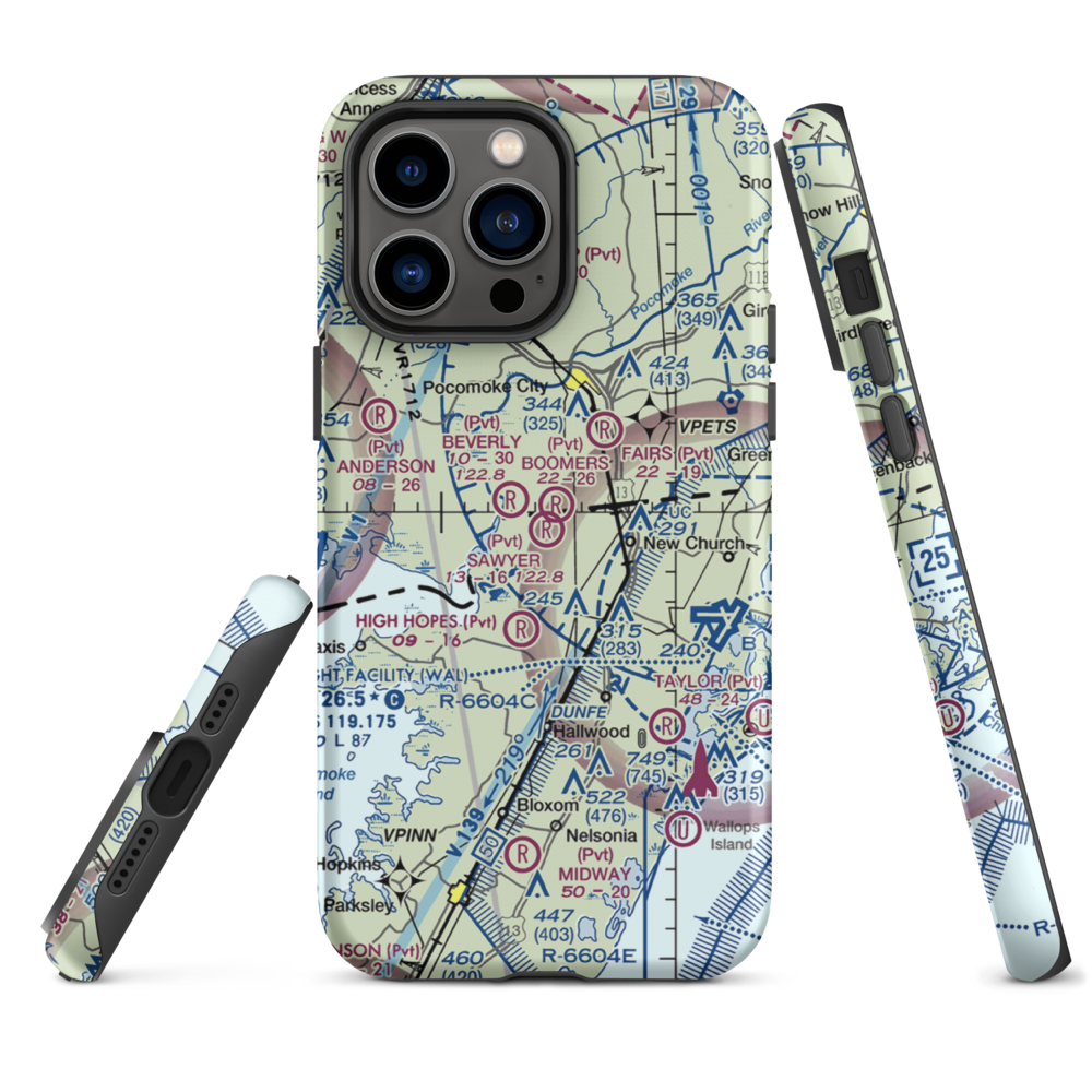 Sawyer Airport (VG19) VFR Sectional  Tough iPhone Case iPhone 14 Pro Max model shown