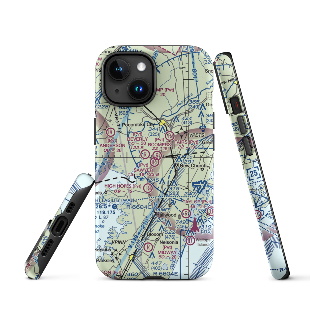 Sawyer Airport (VG19) VFR Sectional  Tough iPhone Case iPhone 15 model shown